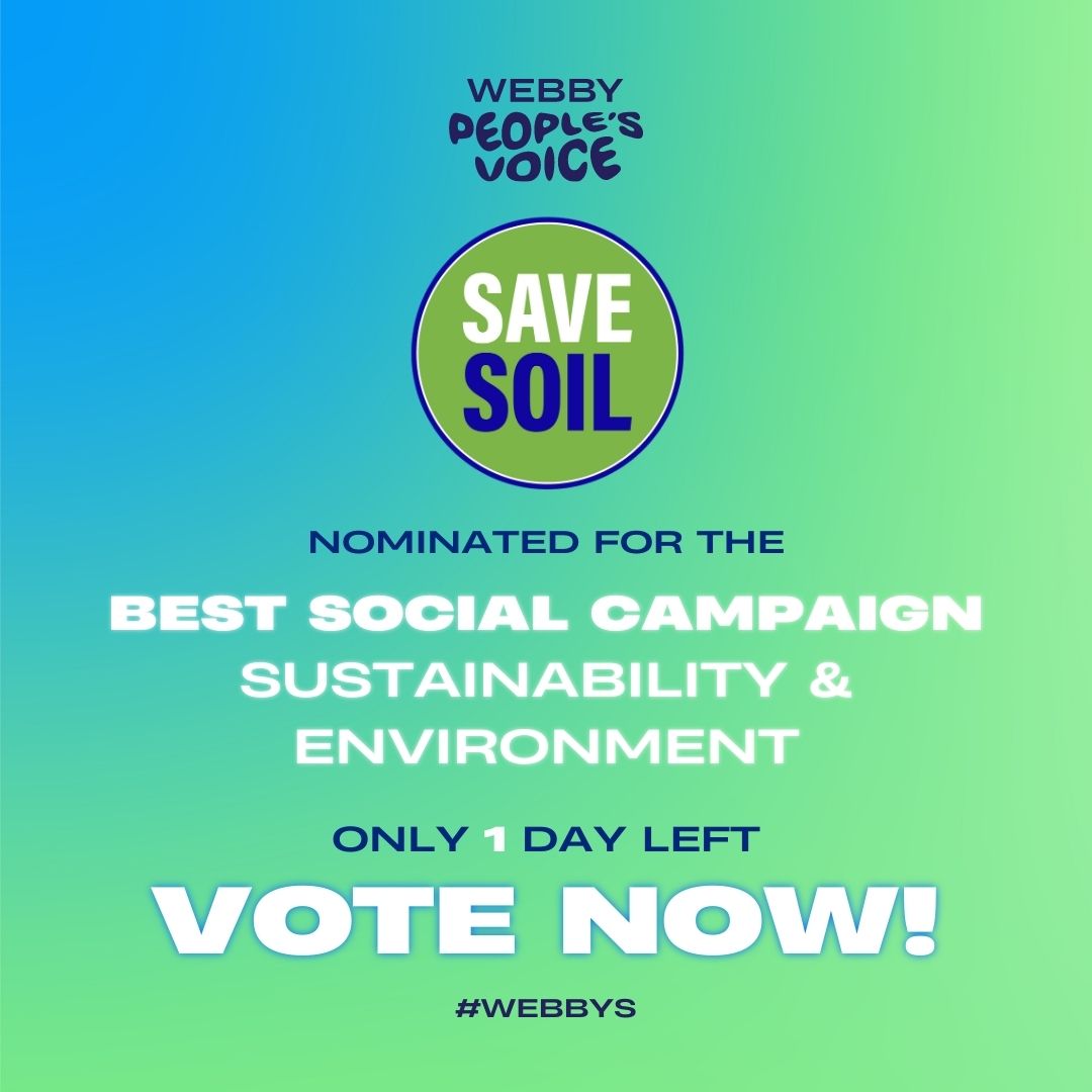 #SaveSoil has been nominated for @TheWebbyAwards 2023 in the category of the Best Social Campaign - Sustainability & Environment.
Vote now!

1️⃣ Go to Isha.us/Webby   
2️⃣ Click 'Vote' next to 'Save Soil'
3️⃣ Sign up for an account or login
4️⃣ Share on Facebook and Twitter