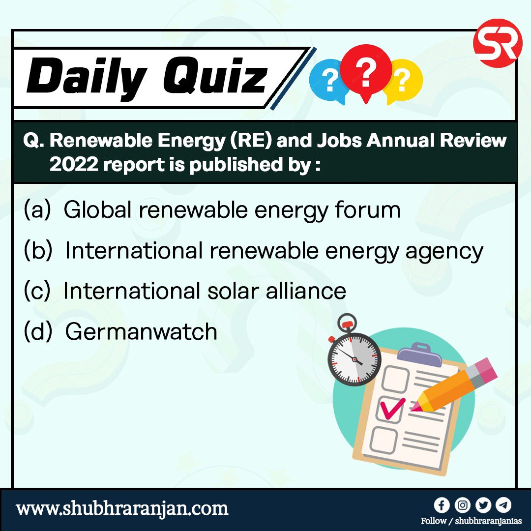 ShubhraRanjan's tweet photo. Question Of the Day - 20th April 2023
-----------------
- You can post your answer in the Comment Box.
#dailyquiz #upsc #iasofficer #iasexam #iasaspirant #upscprelims #shubhraranjanias #upscquestions #quizoftheday #questionoftheday #re #renewableenergy #irea #germanwatch #gref https://t.co/3gMAskVHeb