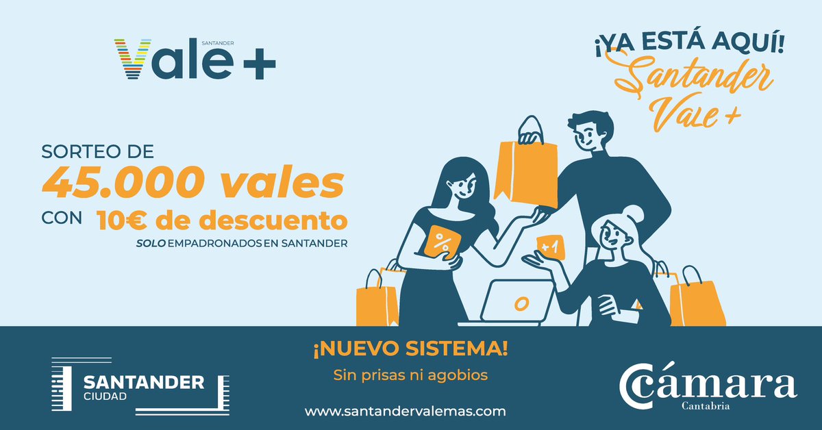 comerciosantan1's tweet photo. 🔈🔈 HOY ÚLTIMO DÍA 🔈🔈
Recuerda que las inscripciones para entrar en el sorteo de los 45.000 vales #santandervalemas se cerrarán hoy a las 14:00 horas.
#comerciosantander #santander #valemas https://t.co/eCp0GtP8Qh