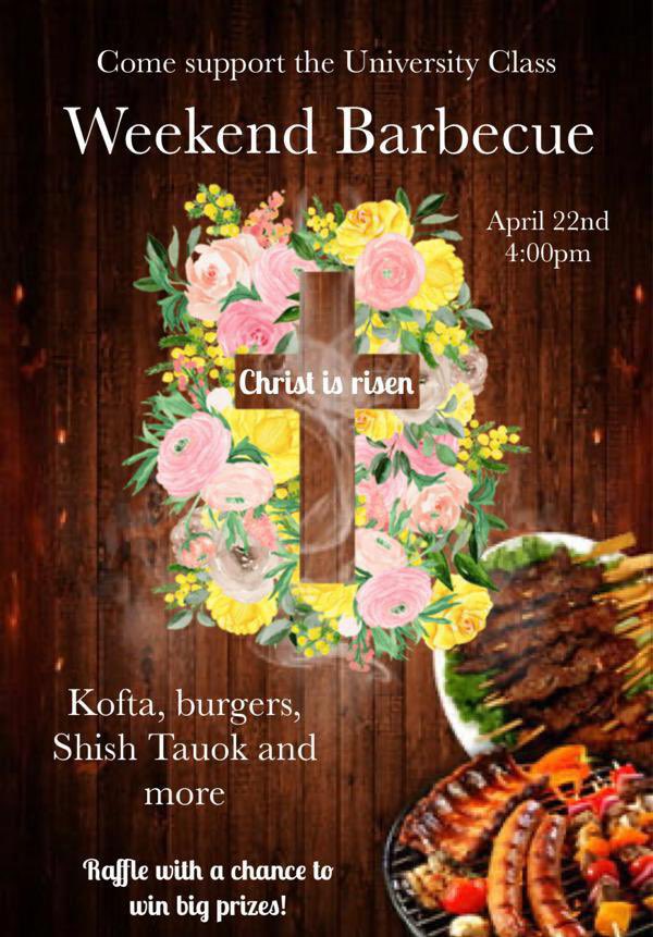 stmarkscoc's tweet photo. Attention all university students! 
There will be a Weekend BBQ this Saturday, April 22, 2023 at 4:00 PM. There will be ice cream, kofta, raffle prizes and much more. Come to celebrate the Resurrection and to also support our university group. Hope to see you all there! https://t.co/YNgai26WNN
