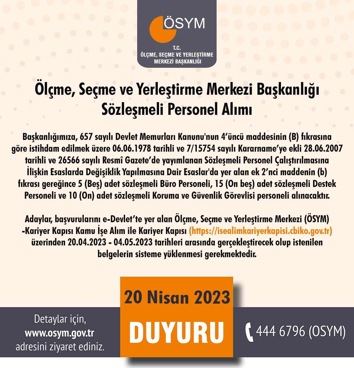 OSYMbaskanligi's tweet photo. Ölçme, Seçme ve Yerleştirme Merkezi Başkanlığı Sözleşmeli Personel Alımı

https://t.co/qYBuWEbvlp https://t.co/RvHcNM97Yk