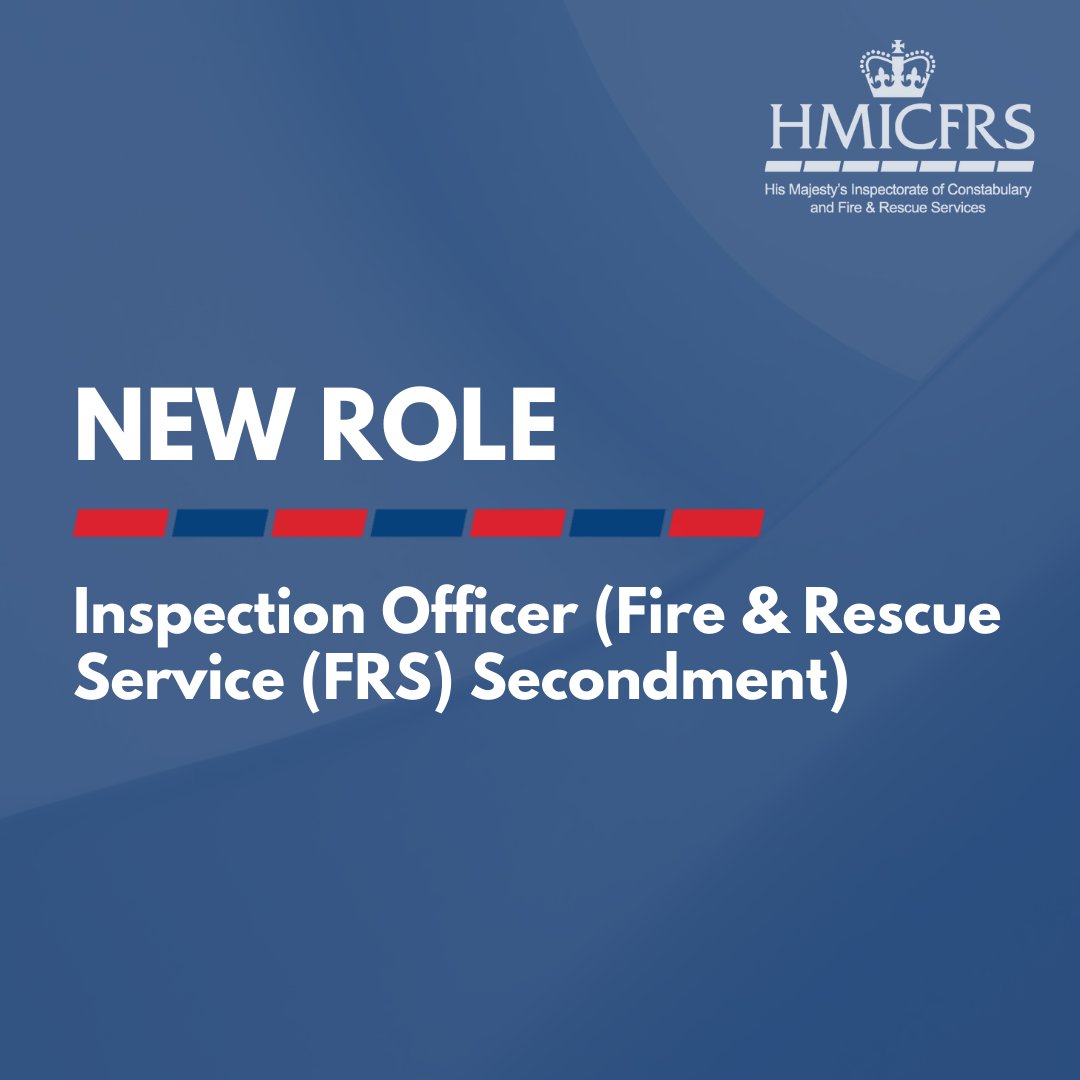 🚒 We are looking for a talented individual to join our fire &amp; rescue services inspection programme as an inspection officer on a two-year secondment.

⬇️ Apply by Friday 28th April:
ow.ly/WRvl50NMNSy

#CivilServiceJobs #Secondment