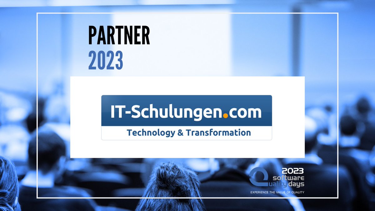Wir freuen uns über IT-Schulungen.com als Partner!

Unter dem Namen IT-Schulungen.com betreibt die Nürnberger New Elements GmbH seit über 15 Jahren eines der größten Bildungszentren im deutschsprachigen Raum. 

#swqd #swqd2023 #conference #softwarequality