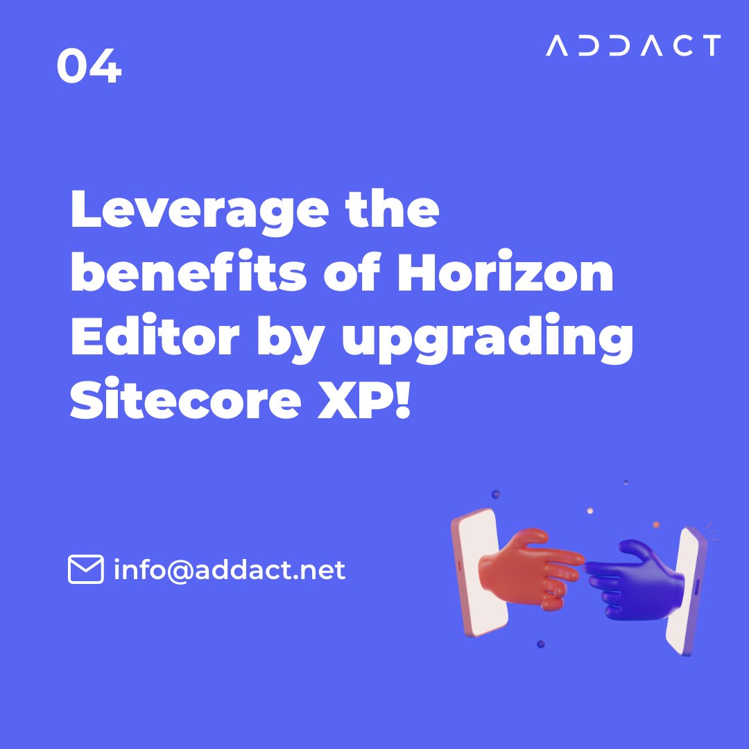 AddactTech's tweet photo. The new Horizon Editor of the Sitecore Experience Platform version 9.3 comes with a lot of new features.
If you want to get a Sitecore Upgrade and leverage the power of the Horizon Editor, reach out to us here: https://t.co/i5CDbtIIPq
#addact #sitecore #experienceplatform https://t.co/agDxPzvmUr