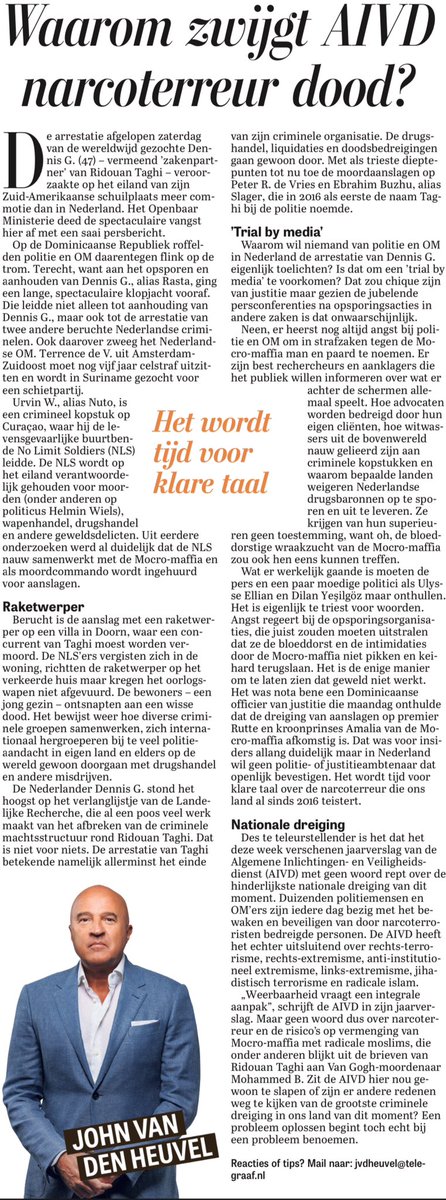 Misdaadjournalist John van den Heuvel:
"Waarom zwijgt AIVD narcoterreur dood?"
telegraaf.nl/watuzegt/14135…
#narcoterreur