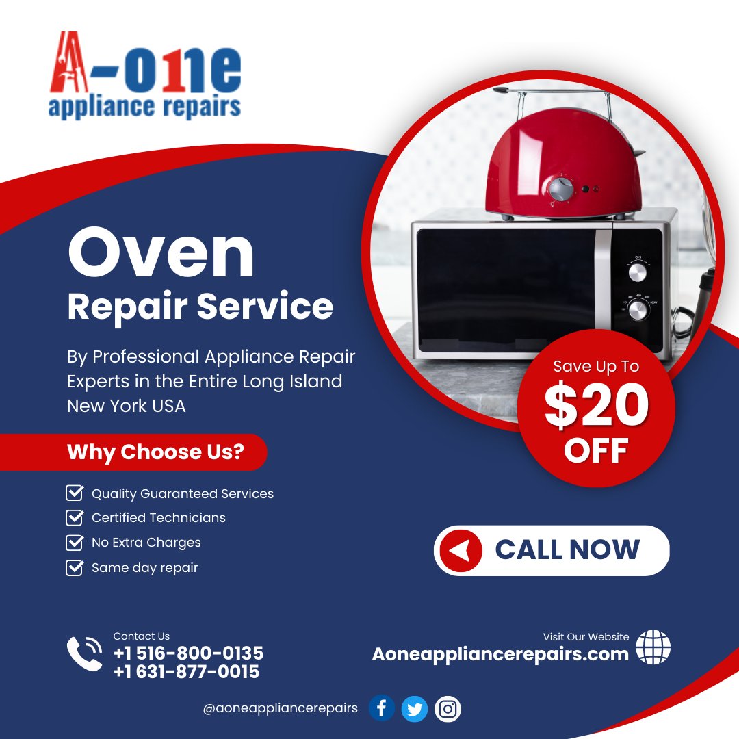 aoneappliance's tweet photo. Certified &amp; Professional Oven repair service in Long Island. We provide all types of Oven services within the same day.
Call us at (516) 800 0135, (631) 877 0015
or visit:  https://t.co/kVQ0iv3FqB
#ApplianceRepairService #Oven #OvenRepair #ovenrepairservice #microwaverepairs https://t.co/g7GGiioCB6