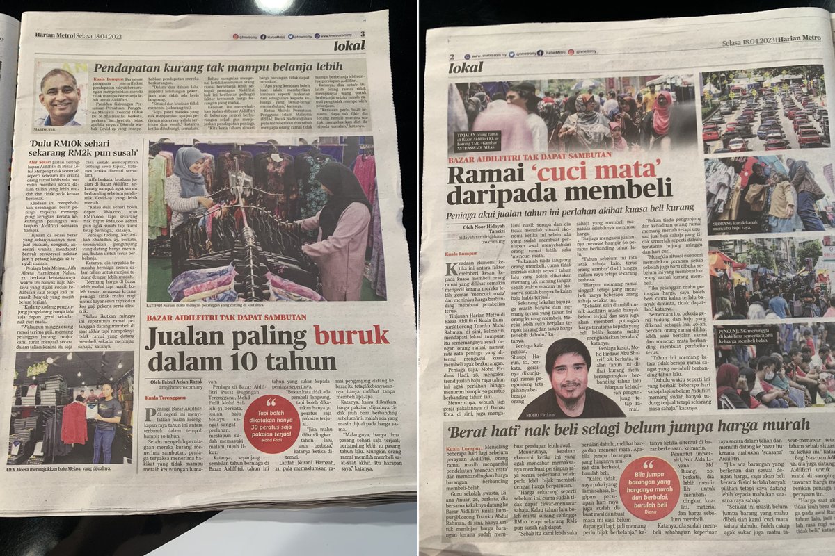 Apa Dah Jadi Sampai Bazar Dapat Jualan Paling Buruk?

Saya buka Twitter berkali-kali dekat dua hari. Mesti isu ni timbul.

Katanya Bazar Aidilfitri kurang sambutan sampai punyalah teruk jualan. Katanya juga orang ramai cuci mata daripada membeli.

Persoalannya, kenapa?