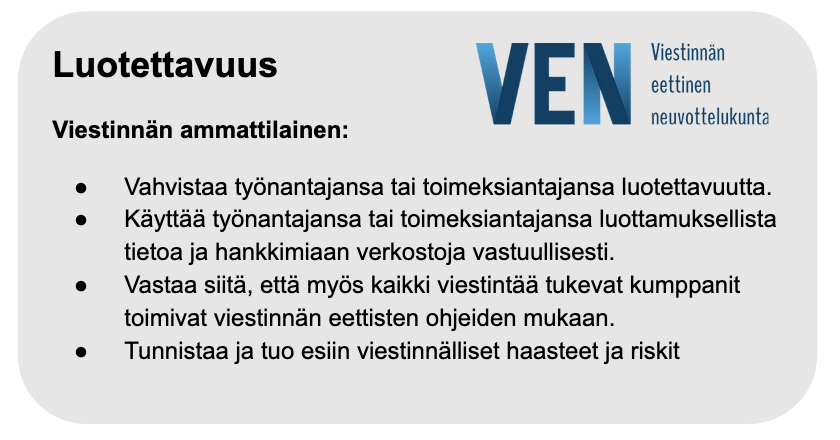 jahapaula's tweet photo. Älä käytä sellaista mitä et ymmärrä, muistuttaa @PaiviSihvola liittyen uusiin digitaalisiin työkaluihin viestinnän eettisen ohjeiden lanseeraustilaisuudessa. #viestintä #etiikkka #VENfi https://t.co/2UPBmV5uvD