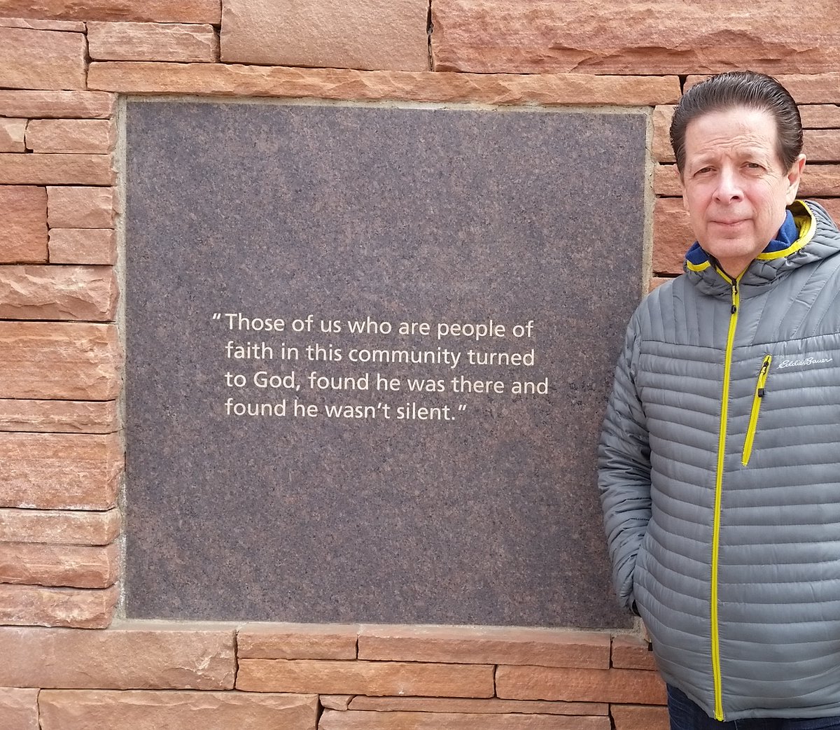BOudemolen's tweet photo. It's been 24 years. It's still true. After sharing this statement in a phone interview, I learned that my thoughts made it into the Columbine Memorial. We did turn to God.. and He was there. #Columbine #April201999 #NeverForget #GodWasThere https://t.co/Smk9j7D8Y6