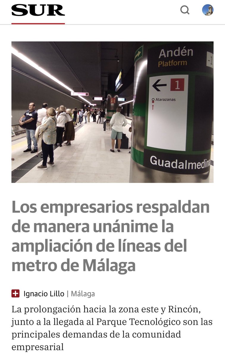 AleCarballoG's tweet photo. Los empresarios respaldan de manera unánime la propuesta de @CsMalaga frente a los túneles faraónicos del PP para enterrar coches y centenares de millones de €. El dinero es finito, miremos al futuro de verdad de la movilidad en Málaga: metro y cercanías.
https://t.co/cSvzwZhTLN https://t.co/T2c512RhVM