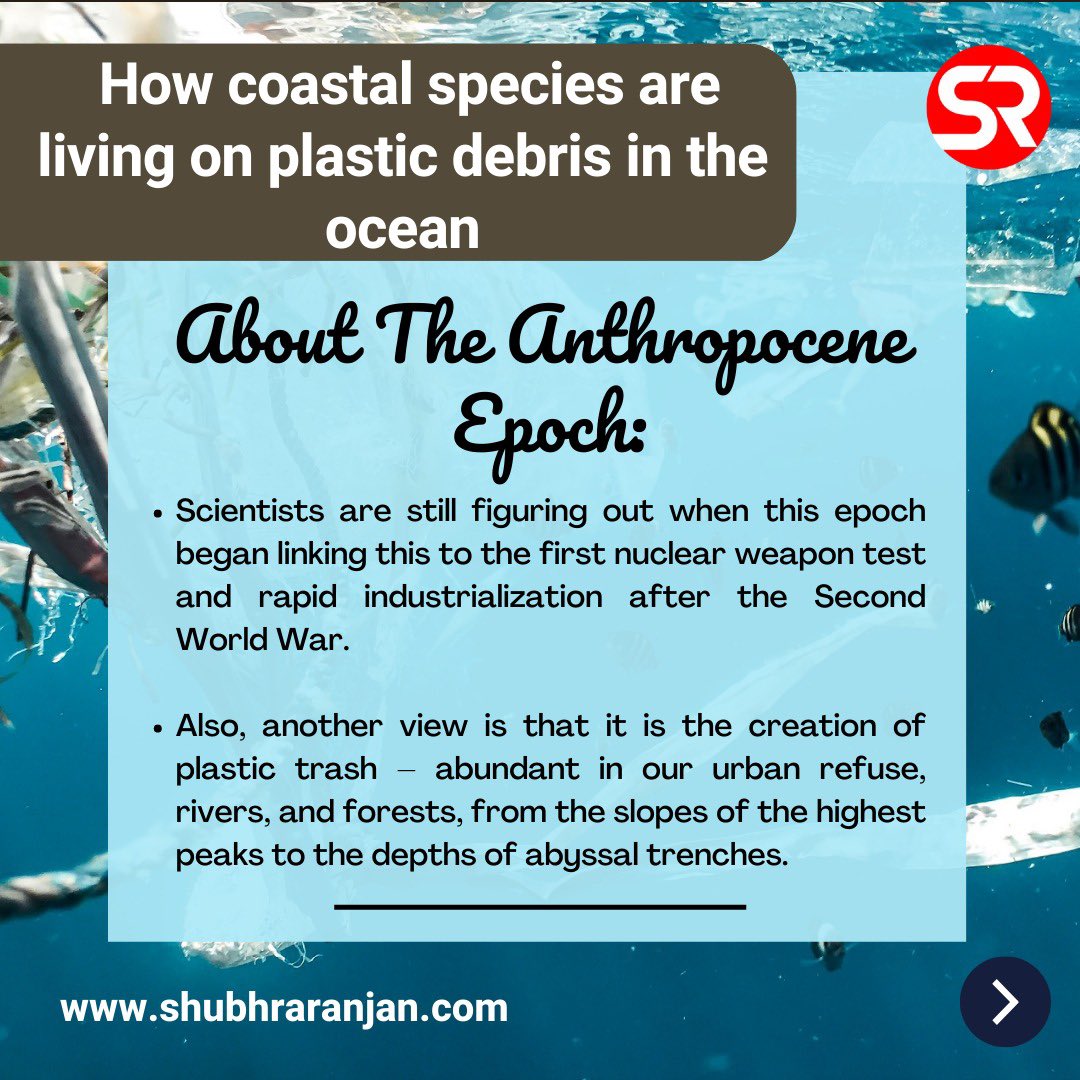 ShubhraRanjan's tweet photo. How coastal species are living on plastic debris in the ocean
For complete article, visit: https://t.co/x33LnYYTi5
#coastalspecies #earth #ecosystem #geology #species #anthropocene #scientist #pacificgarbagepatch #upsc #currentaffairs #shubhraranjanias https://t.co/7fMwsd6STk