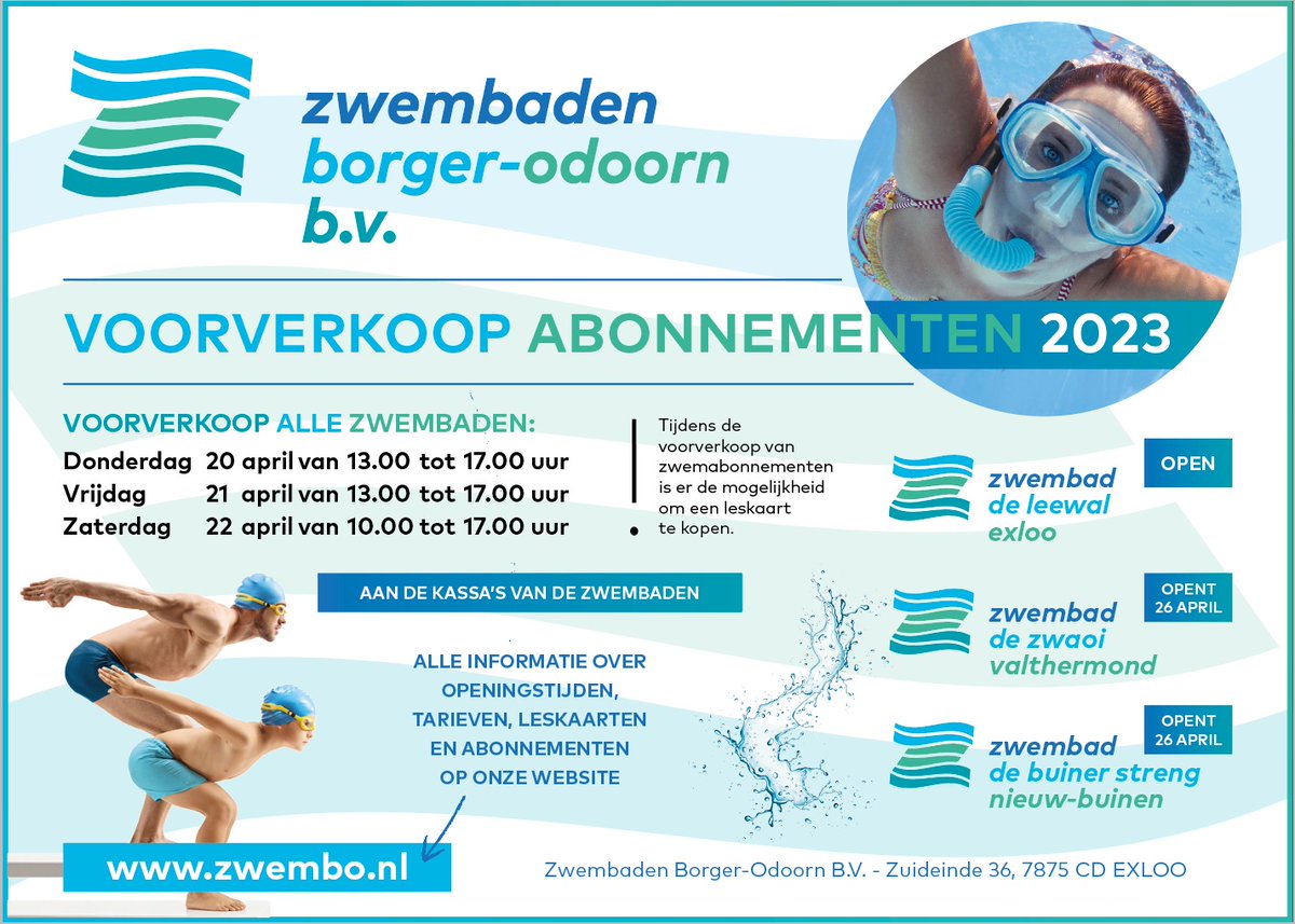 HwSmit's tweet photo. We gaan vandaag van start met de Voorverkoop van Zwemabonnementen en tevens inschrijving en leskaart verkoop voor zwemles.
Donderdag en vrijdag  van 13:00 tot 17:00 uur en zaterdag van 10:00 tot 17:00 uur. https://t.co/qrBzv2O58q