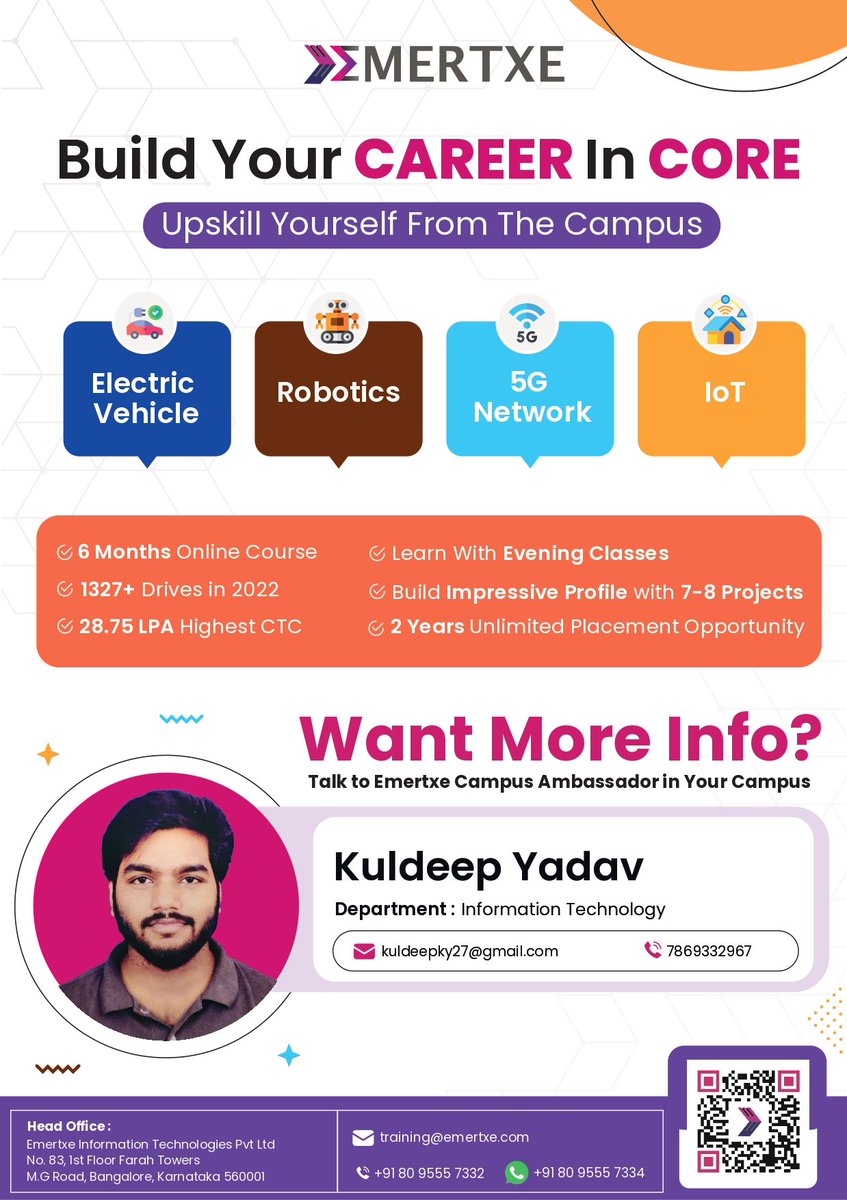 Kuldeep91315502's tweet photo. Emertxe has given me the skills to code my way to success. Join the revolution!

@EmertxeTweet

For more details visit
https://t.co/MksOnddbJB

#internship, #emertxe, #campusambassador #cap #campusambassadorprogram #engineering #students #embeddedsystems, #iot#students https://t.co/DubrjThqfD