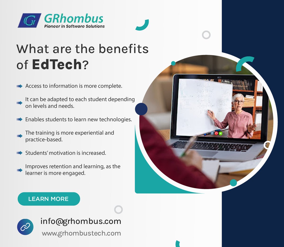 grhombustech's tweet photo. Students have the freedom to acquire education from the sources they find most useful and productive thanks to #EdTech. 

🌎 https://t.co/JVoB1faLCH

#GRhombus #grhombustech #grhombustechnologies #edtech #edtechdevelopment #elearningdevelopment #software #technology #programming https://t.co/x3hwkQY4Mi