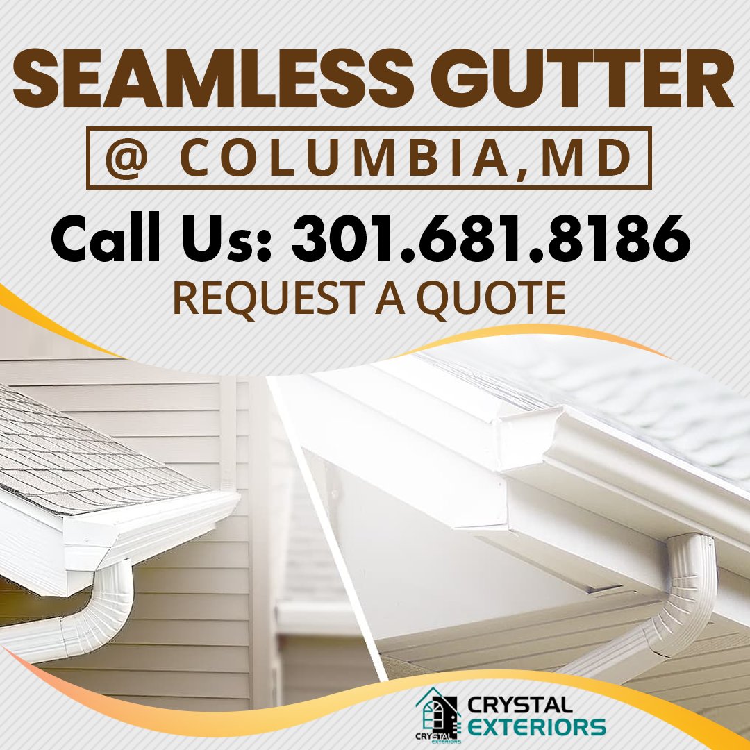 Are you in need of #gutterreplacement near #Columbia, #MD?
We provide Affordable & Professional #SeamlessGutterReplacement in #MD, #VA & #WashingtonDC. Get an online quote here bit.ly/3kooxMP

 #contractor #homeimprovement #homeexteriors #crystalexteriors