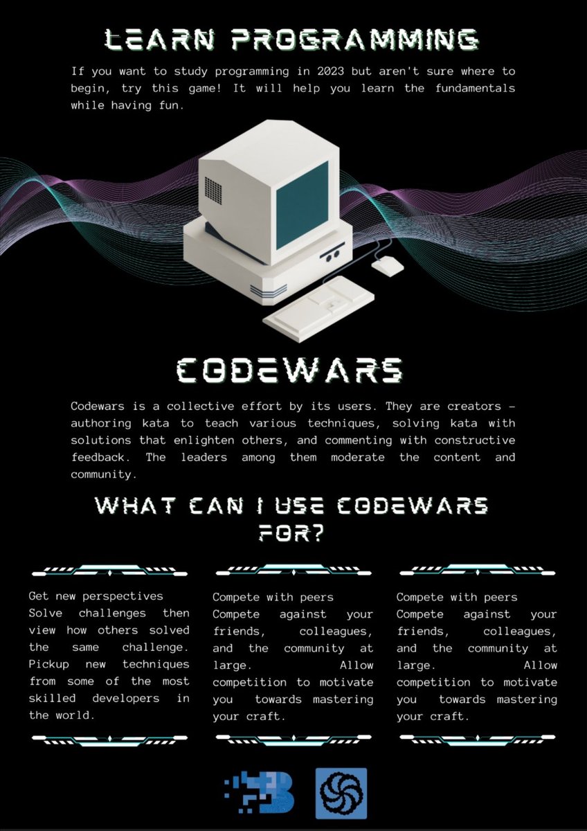 BITSSBU's tweet photo. "Achieve mastery through challenge"

Looking to sharpen your coding skills? 💻🔥

Look no further than Code Wars! This online platform offers a scope of coding challenges and problems to solve, which will allow you to improve more on your skills while having fun! https://t.co/aqFNXh9n6n