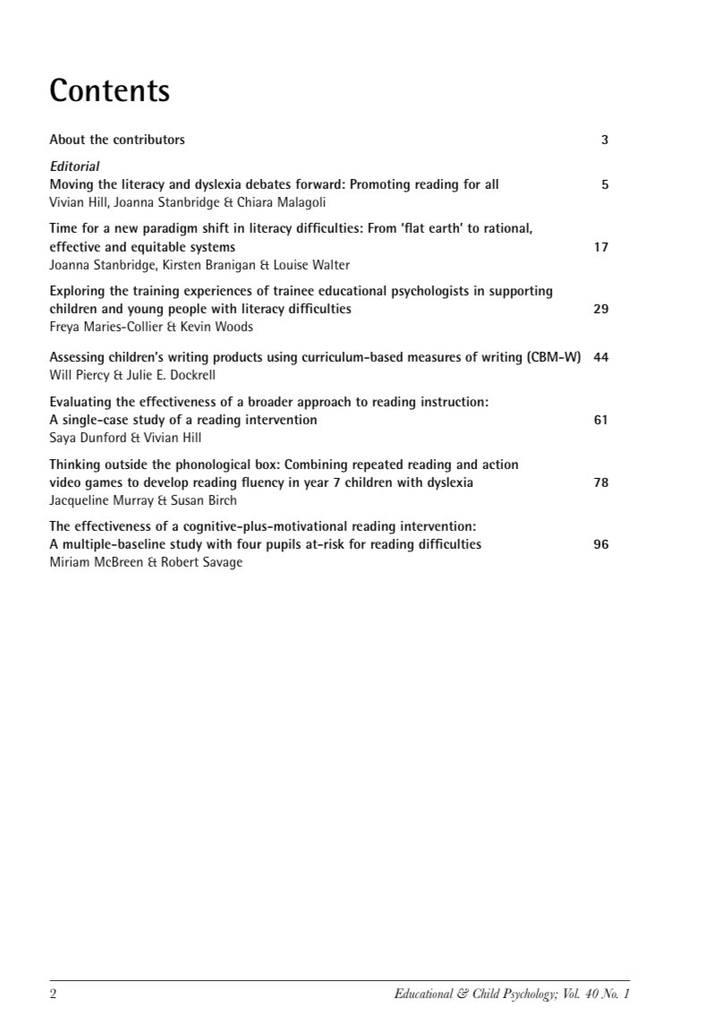 Check out the latest issue of Educational and Child Psychology on literacy assessment and intervention 

Articles include exploring the dyslexia debate, TEPs experiences and using VIG #TwitterEPs

Available here: explore.bps.org.uk/content/bpsecp