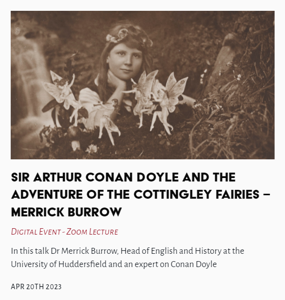 Tonight Lecture - Sir Arthur Conan Doyle and the Adventure of the Cottingley Fairies - Merrick Burrow

#SirArthurConanDoyle #CottingleyFairies  #MerrickBurrow @TheLastTuesdayS 

thelasttuesdaysociety.org/event/sir-arth…
