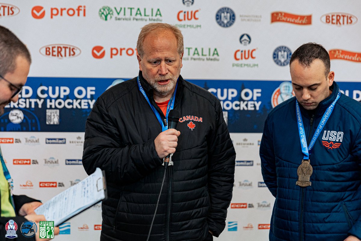 WCOUH2023's tweet photo. Closing ceremony of the World Cup of University Hockey, press conference.

#wcouh #wcouh2023 #hockey #icehockey

@achahockey @achamensd1 @achamensd2 https://t.co/rOXRT1anvW