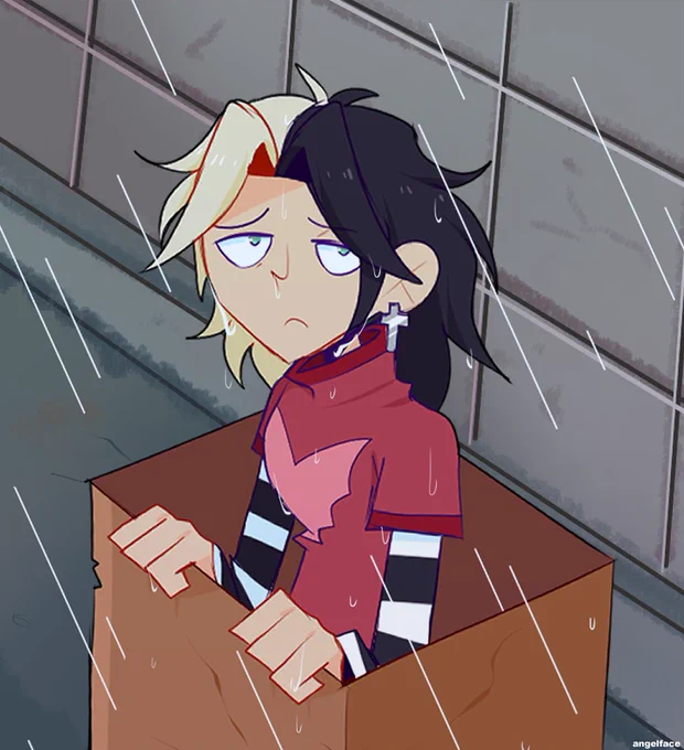 #disventurecamp aiden in a wet cardboard box all alone 
