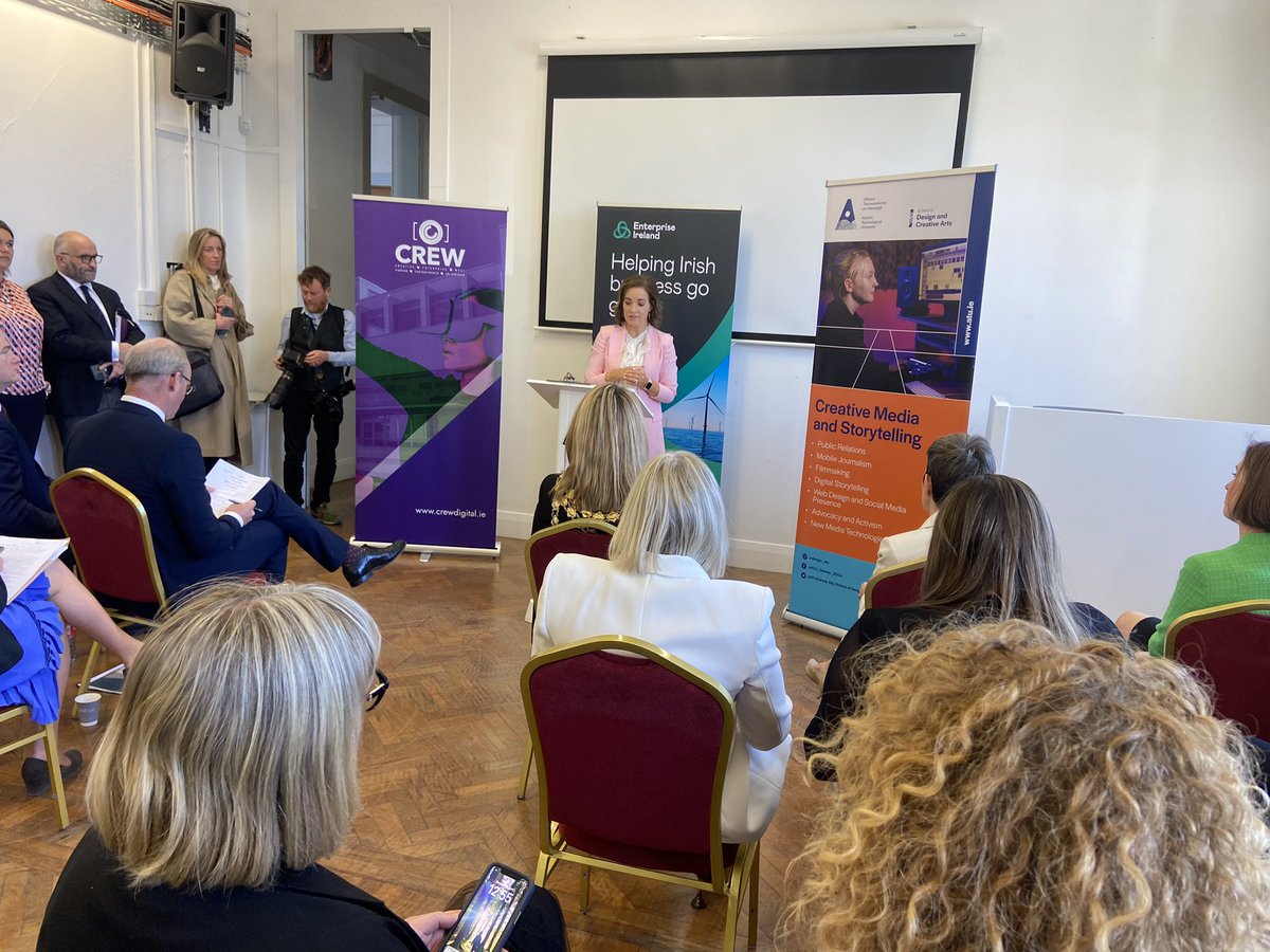 A banner day for the “Creative West” at the official brick laying at <a href="/CREWDigital1/">CREW | Creative Enterprise West</a> <a href="/GMITihubs/">ATU iHubs</a> with <a href="/niamhbarna/">Niamh Costello</a> opening proceedings. We’re here (packed house!) to celebrate all the work they’ve done on this brilliant project - and all the work to come!