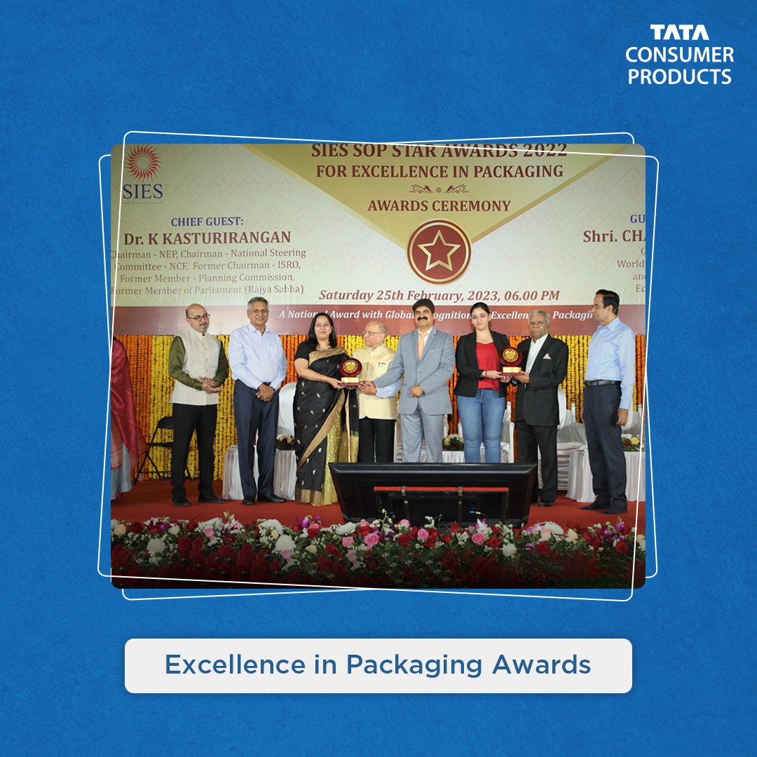 TataConsumer's tweet photo. Its pouring awards for #ExcellenceinPackaging at @TataConsumer!
We are proud to announce that we have been recognized by @IIP_Packaging with 5 INDIASTAR 2022 awards; by @siessop with 6 STAR 2022 awards and by @WorldPackOrg1 with a WORLDSTAR 2022 - a total of 12 awards. https://t.co/T87Qw7mKsQ