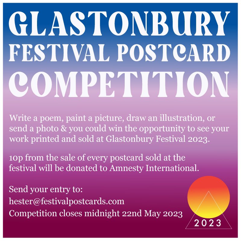 GlastoPostcards's tweet image. Here we go! The competition it open to all your amazing ideas. Big love to you all 🤩 #glastonbury2023 pls RT