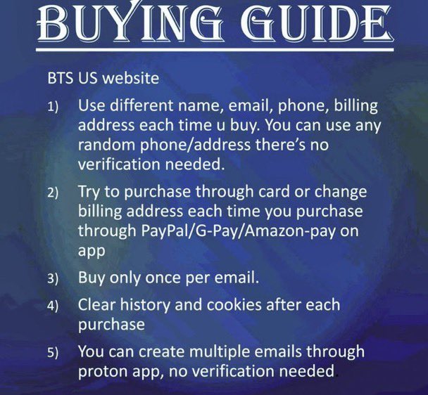Purchasing Guide — US BTS ARMY