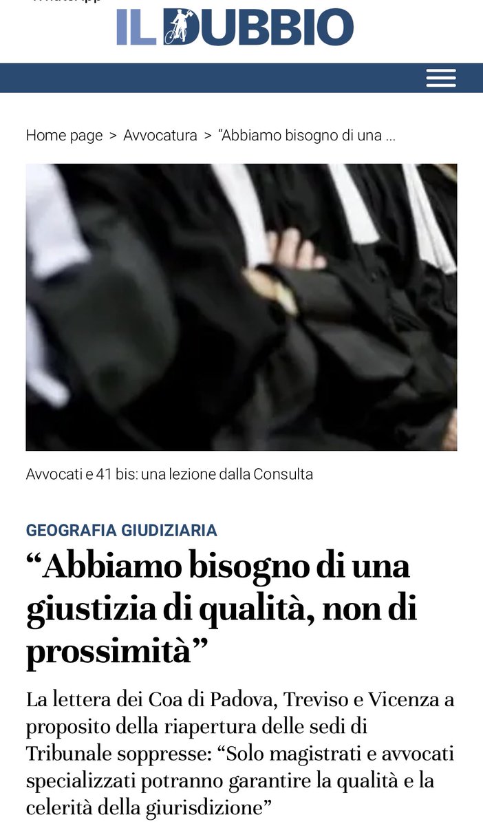 Abbiamo bisogno di una giustizia di qualità, non di prossimità…

ildubbio.news/avvocatura/abb…