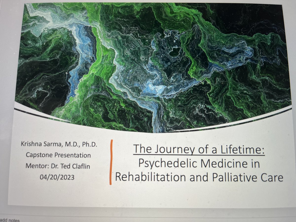 .Excited and grateful for the opportunity to present @UMichPMR grand rounds this morning on the past, present, and future of #Psychedelics in #Rehabilitation and #PalliativeCare @tferriss @michaelpollan @JoelCaste11anos #feedthesoul