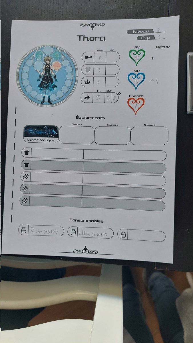 FloraCoquelicot's tweet photo. Will the upgrades ever stop?
(Spoilers : I think not)
The skill tree evolved, and character sheets know have slots for modular bonuses
Also, meet our 3 keykids!
Oz is mine, Glenn is @KoyukiActar  and Thora is an NPC played by our DM @tripotinas 
Chara Pictures are AI generated :) https://t.co/jlxcu1sbE4
