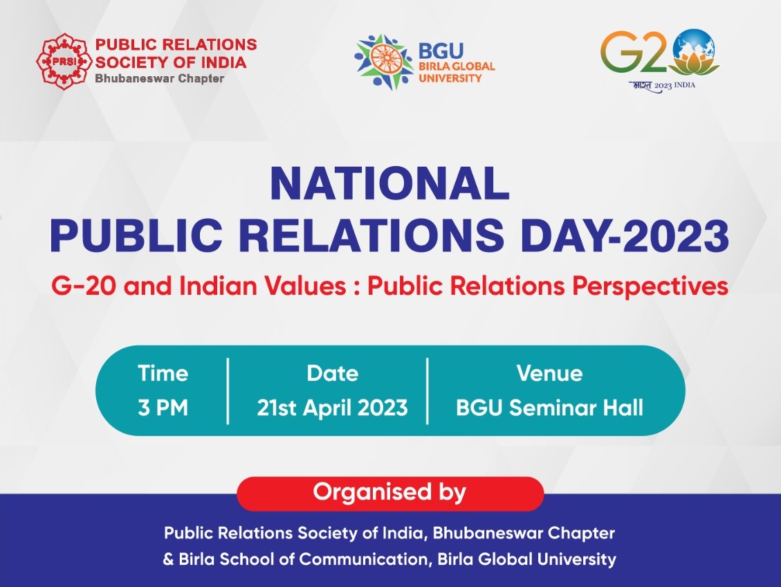 bgubbsr's tweet image. Birla School of Communication in association with PRSI, Bhubaneswar Chapter is celebrating National PR Day on April 21, 2023.

The theme for deliberation this year is G-20 and Indian Values: Public Relations Perspectives.

#NationalPublicRelationsDay #prsi #bgu