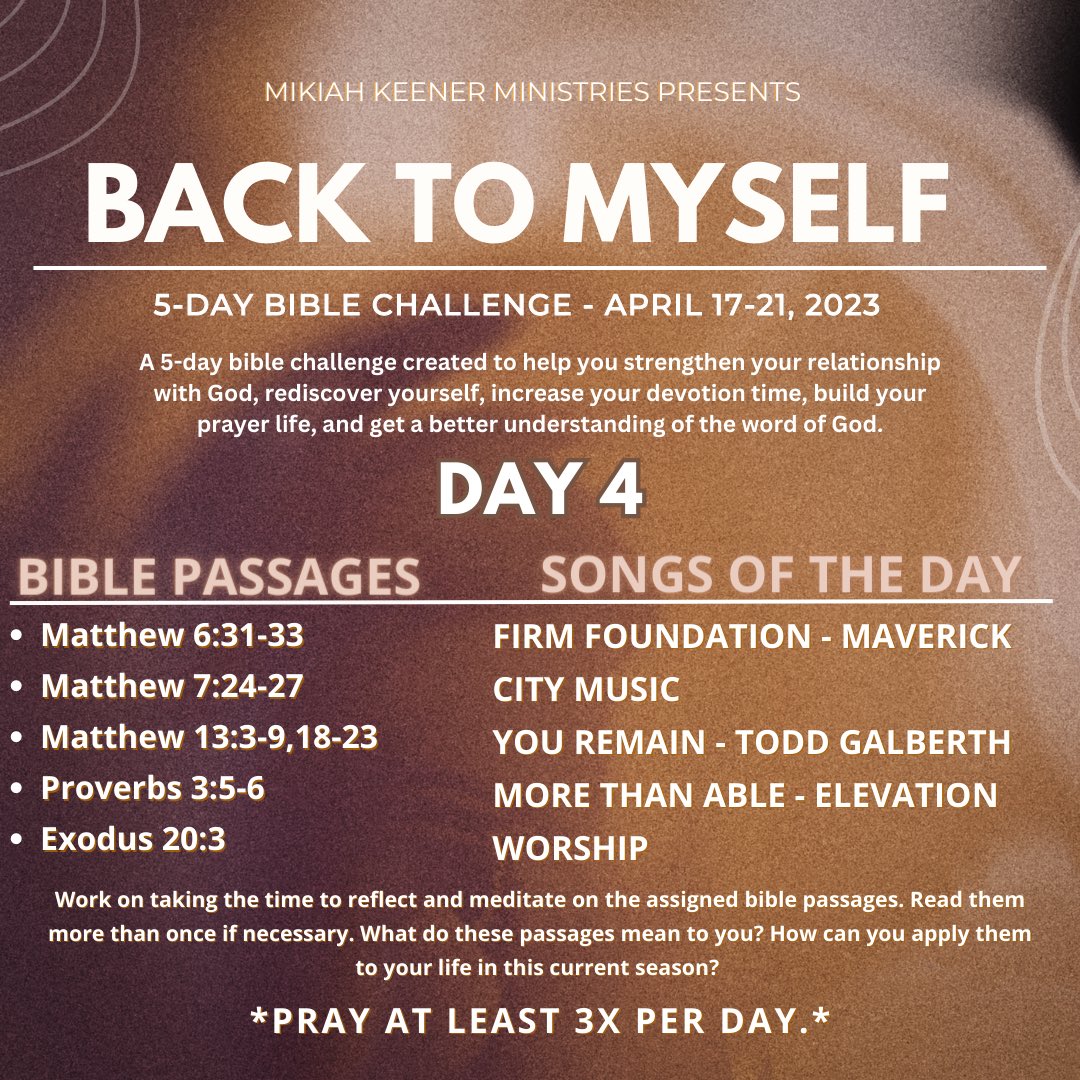 mikiahkeener_'s tweet photo. Can y’all believe it’s already DAY 4 of the #BackToMyself Bible Challenge?! 🤯🥹 we’re almost at the finish line 🏁 Here’s the content for day 4! I’m praying that It would bless you deeply! 🙏🏾❤️ https://t.co/39IaxUW5fZ