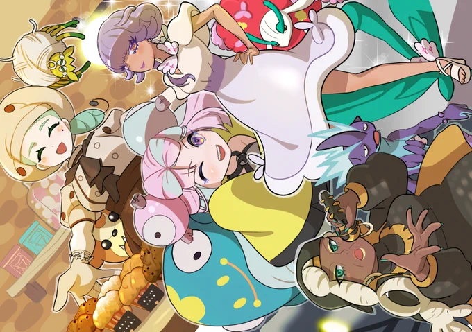 #再掲したらフォロワーが増えるらしい3月～4月に描いたもの。白黒車掌を中心にpkmnトレーナー描いてます。 