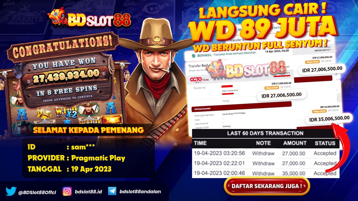 BDSlot88_sus01's tweet photo. WD sampai PULUHAN JUTA DIBAYAR TUNTAS

2023 belum JP ? ayo JP pertama mu di #BDSLOT88
Main disini TERPERCAYA, TER-AMAN, TERBAIK !
Tunggu Apa lagi? WD berapapun pasti di bayar !

Lebaran Kaget Kahitna HAH SUMPAH Phobia Sage https://t.co/xqgVa8NDHh