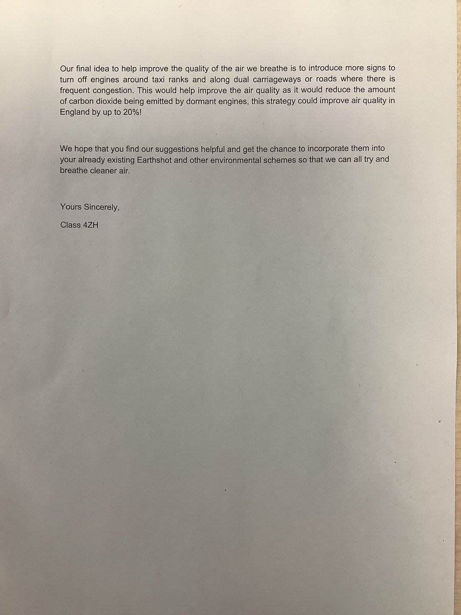As part of our Courageous Advocacy, 4ZH have been thinking of ways to improve the air we breathe. We wrote a letter to <a href="/KensingtonRoyal/">The Prince and Princess of Wales</a> to highlight our ideas to the Prince of Wales so that he can consider them as part of his <a href="/EarthshotPrize/">The Earthshot Prize</a>. We hope he likes them! #teamstphilips