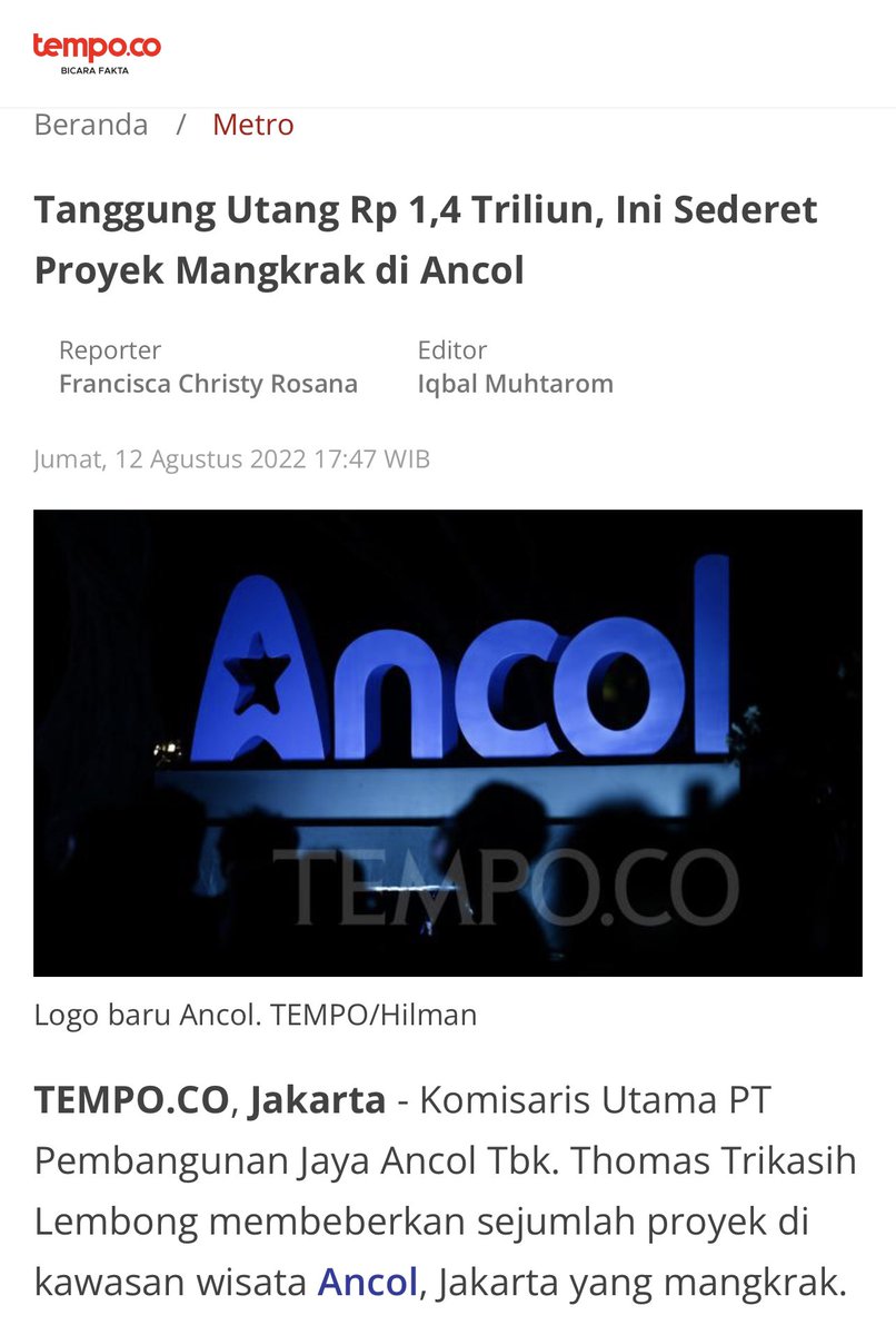 Si botak ompong otak separo  <a href="/GeiszChalifah/">Geisz Chalifah</a> merasa orng paling hebat, semua yg tak sepaham dikatain OD (Otak Dikit) pdhl faktanya dia sendiri otaknya bukan dikit lagi tapi sauprit.😀

Jadi Komisaris Ancol mundur krn malu ninggalin proyek mangkrak &amp; utang yg segunung.

Org kek