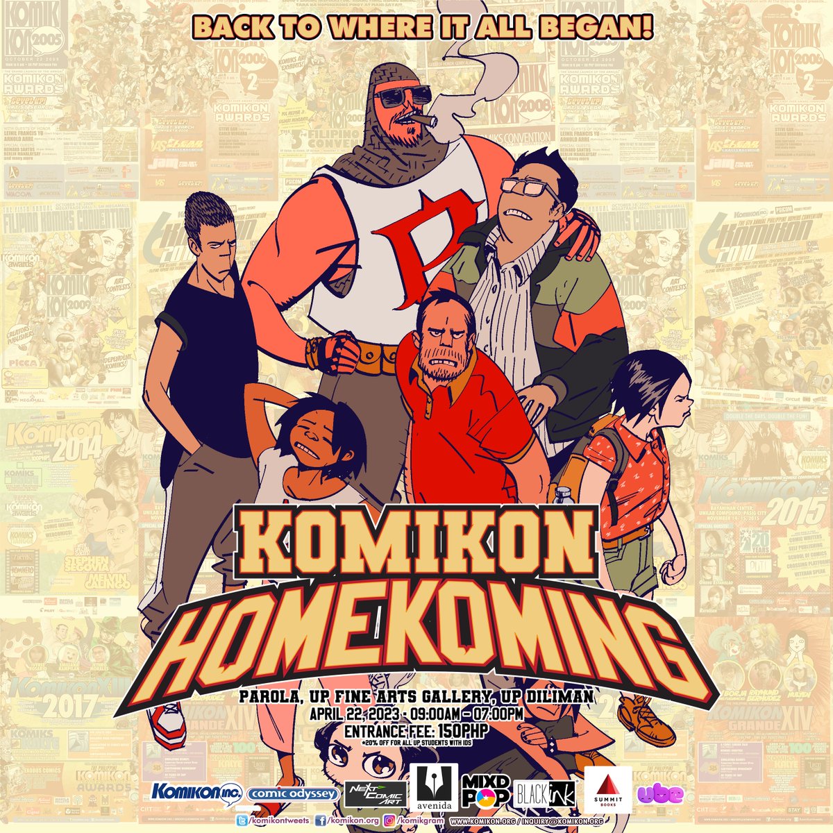 kowtowkomiks's tweet photo. Coming home to UP this Saturday, a place where the creators first hung out (UPCFA), attended their first Komikon (Bahay ng Alumni), and had their first komik printed (YZA, at the former UP Shopping Center)

#PKPxKowtow #KomikonHomekoming #KomikonPH #TamodernTimes https://t.co/YfNDv7dlu7
