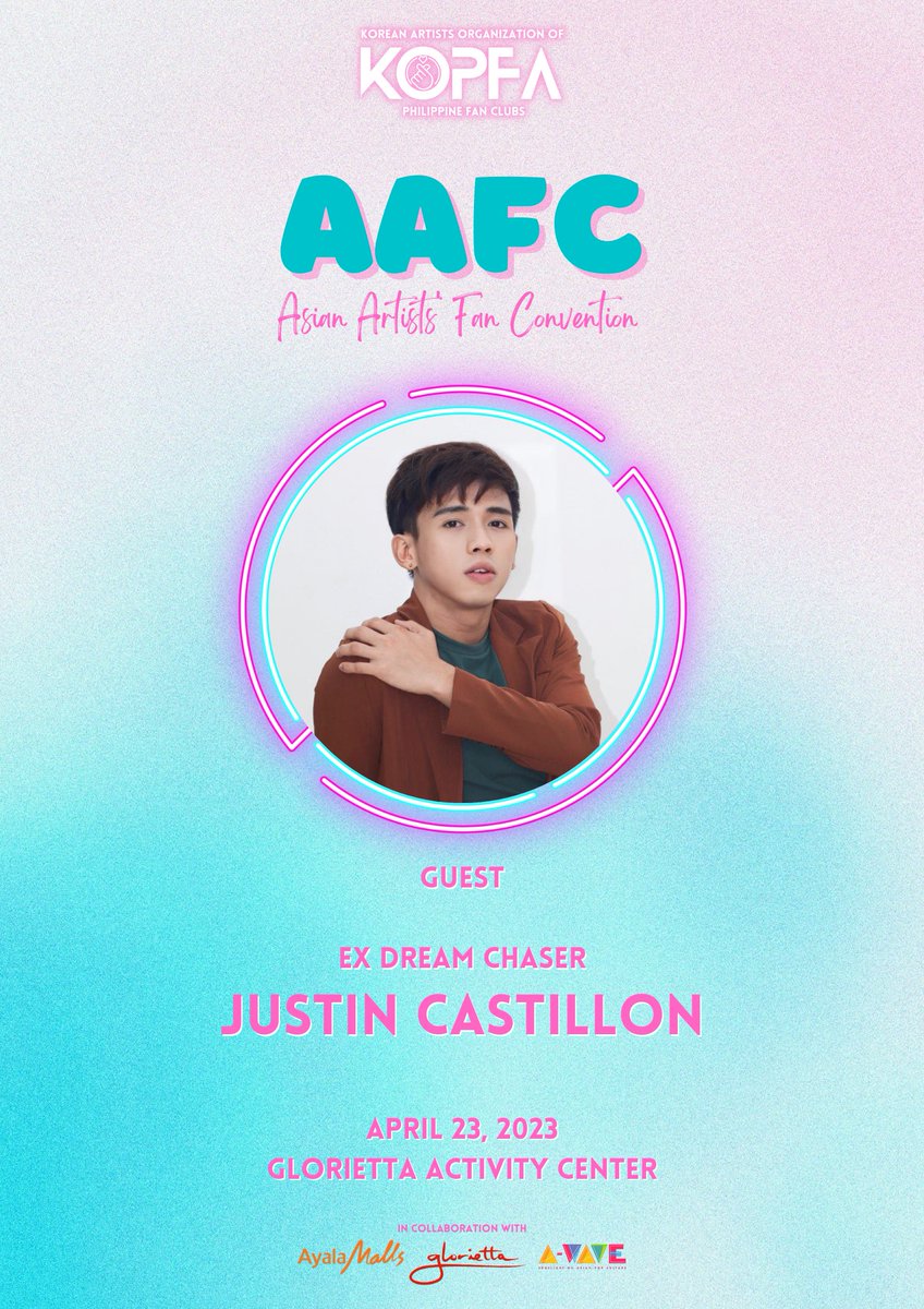 KOPFaCorp's tweet photo. Join din daw sya! Justin Castillon makikigulo with us on Sunday!
REGISTRATION FORM: https://t.co/dNQLXJlUO4
Pre-registration fee: P250
Walk-Ins: P300
DEADLINE FOR PRE-REGISTRATION: April 22 at 10pm
#AAFanConvention2023 https://t.co/IYEHbJJv6x