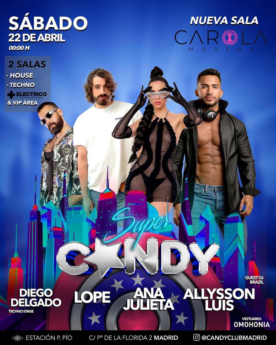 _carolamorena's tweet photo. ATENCIÓN!! No podía haber un Súper Candy sin Súper sorpresa!!!! ANA JULIETA estará con nosotros este Sábado 22 de Abril. Con un Set Especial completando el pedazo de cartel que tenemos. 

🎟️https://t.co/0B24ytz8Wo No te quedes sin la tuya!!

#party #candyclub #housemusic https://t.co/YLOR7GDKCH