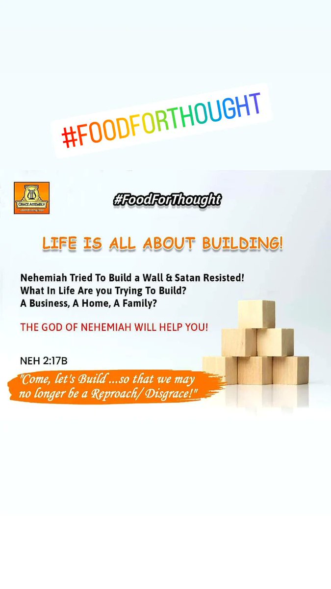 Grace_Assembly's tweet photo. Whether you are building relationships, family, business or careers, the journey is easier when you have support.
Please share your thoughts and experiences in the replies or quotes
#FoodForThought
#LifeIsAboutBuilding
#GraceAssembly https://t.co/wNIKakBGJD