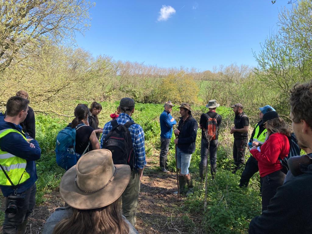 BeaverTrust's tweet photo. The sites tours around Devon for #BeaverConference23 are in full swing!

@DevonWildlife / @ExeterGeography show delegates areas where beavers are living wild to see the benefits they bring &amp; better understand management challenges they can create > &amp; what can be done to mitigate. https://t.co/rs0n12UrFx
