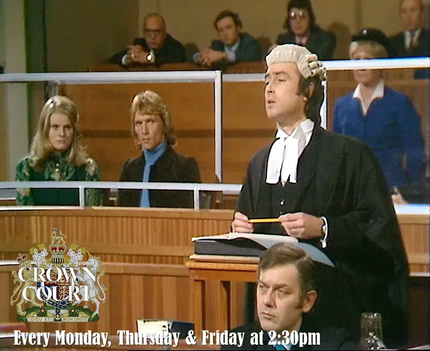 TalkingPicsTV's tweet photo. Further witnesses take to the stand in day two of the 'Blackmail' case in the CROWN COURT (1973) at 2:30pm #TPTVsubtitles featuring #IanMcCulloch #AnnMorrish #VictorPlatt https://t.co/MWK6iAMLxJ
