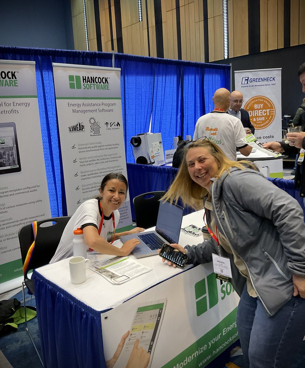 hancockenergy's tweet photo. Women in Weatherization! Many of us attending #NHPC23.  The women pictured here are Hancock's customers from the state of Rhode Island. They use our HEAT energy model to make sure a home is cost effective before installing energy efficiency measures! https://t.co/vi7Vspb3Sj