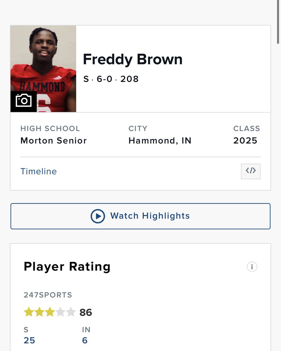 Blessed to be a 3⭐️ by <a href="/247Sports/">247Sports</a> <a href="/AllenTrieu/">Allen Trieu</a> <a href="/Bryan_Ault/">Bryan Ault - Midwest Scout</a> <a href="/IndianaPreps/">Indiana Preps</a> <a href="/MortonGovsFball/">Governors Football #WAWG</a>