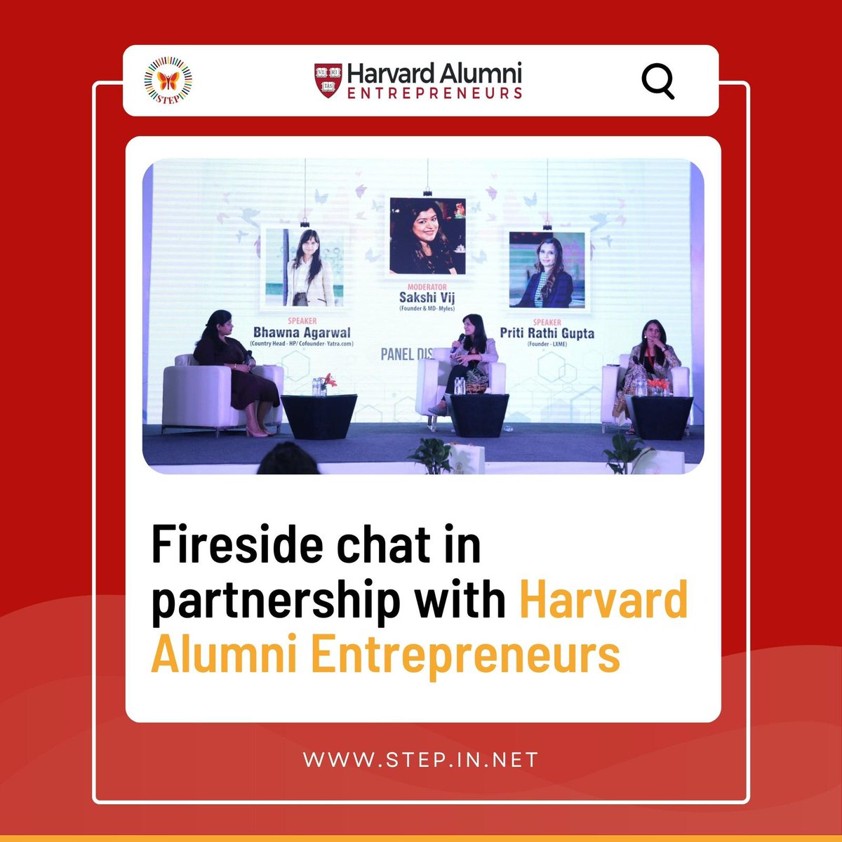 EmpathyShakti's tweet image. Experience the excitement of our #STEP2023 fireside chat with Harvard Alumni Entrepreneurs! 

Insights from industry experts Sakshi Vij, Bhawna Agarwal, and Priti Rathi Gupta on scaling your startup, building a network, and succeeding in the competitive world of entrepreneurship.