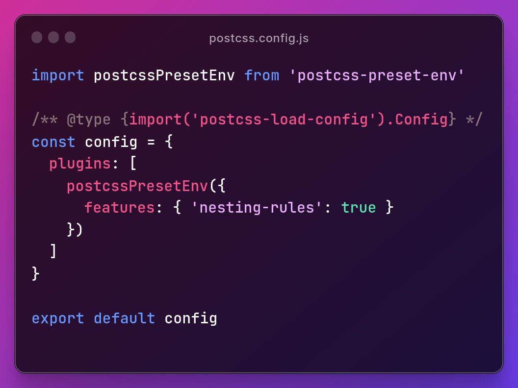 joyofcodedev's tweet image. You can use future CSS in Svelte today if you `npm i -D postcss-preset-env` and add `postcss.config.js`. 🔥

Stage 2 features are enabled by default but use `features` to enable others: preset-env.cssdb.org/features/.

I&apos;m using CSS nesting and custom media queries in major browsers.