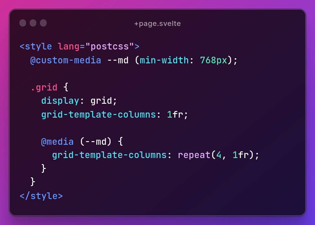 joyofcodedev's tweet image. You can use future CSS in Svelte today if you `npm i -D postcss-preset-env` and add `postcss.config.js`. 🔥

Stage 2 features are enabled by default but use `features` to enable others: preset-env.cssdb.org/features/.

I&apos;m using CSS nesting and custom media queries in major browsers.