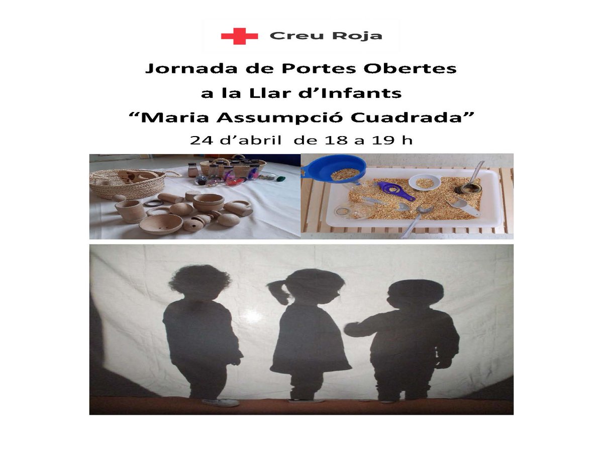 Esteu tots convidats a la Jornada de Portes Obertes de la Llar "M. Assumpció Cuadrada" de Creu Roja a #Reus dilluns vinent dia 24 de 18 a 19h.