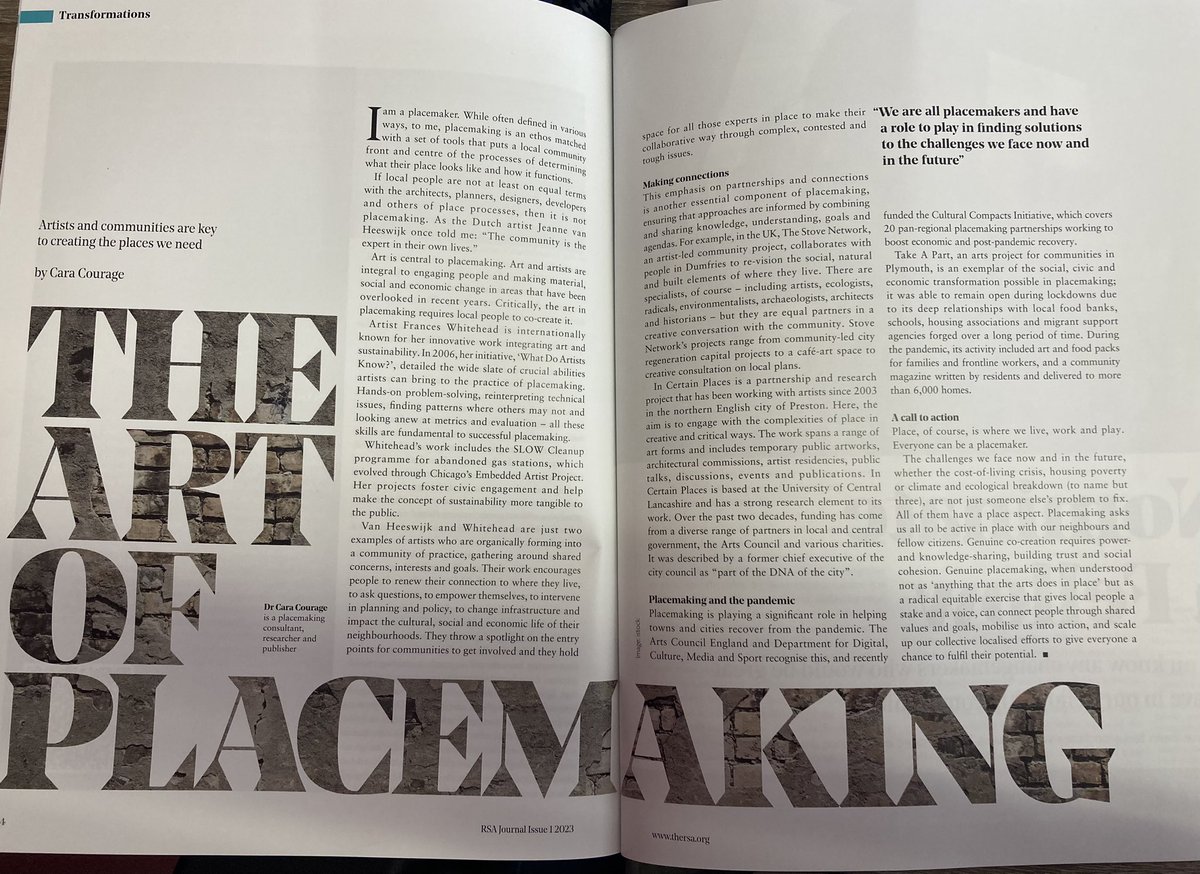 💜 it. Also remembered that my equal favourite part of this edition is p44-45 about artists + placemaking feat absolute champions @TheStovies @_mattbaker @KWheelArt + also Jeanne Van Heeswick (not sure if on Twitter) but nurtured some beautiful things w @WHALE_Arts + @edartfest